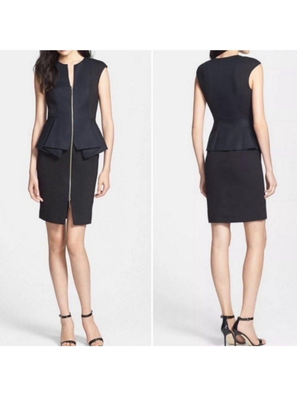 NWT Ted Baker Jamthum Structured Zip Detail Peplum Dress